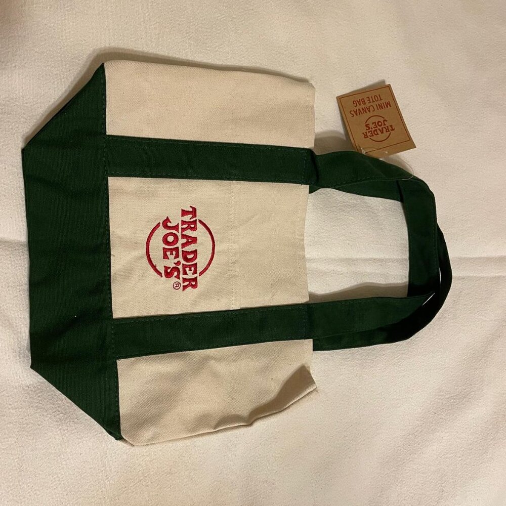 New with Tags! Set of 2: GREEN - Trader Joe's Large & Mini Canvas Totes - Picture 13 of 14